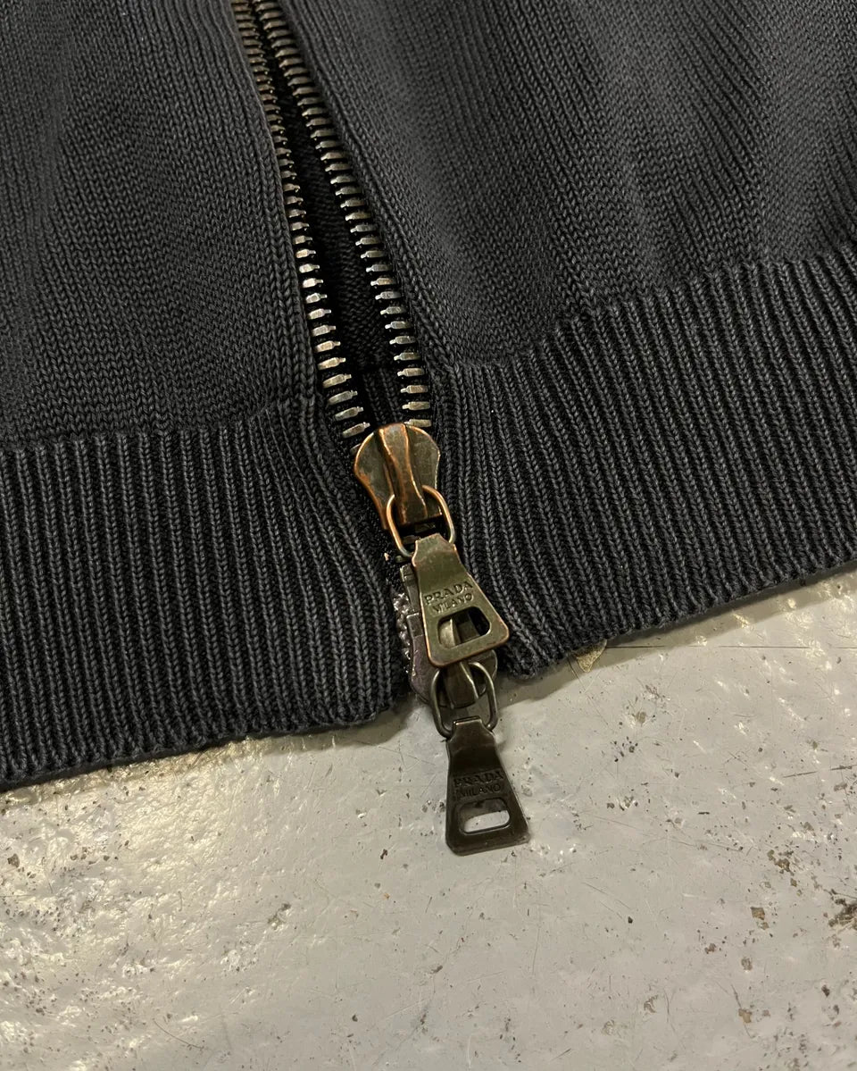 2000s Prada Dark Grey Faded Zip-up Sweater bKVaIiv 7