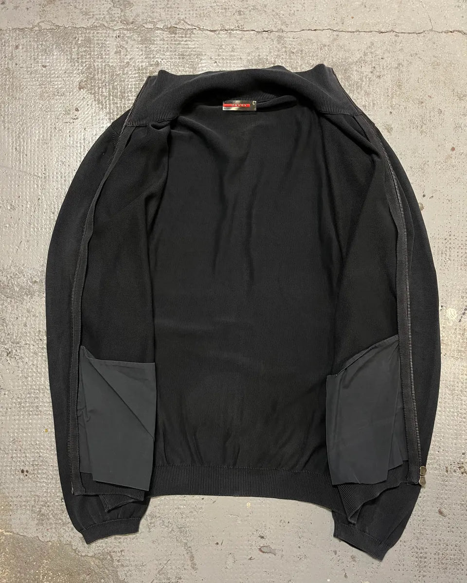 2000s Prada Dark Grey Faded Zip-up Sweater bKVaIiv 9