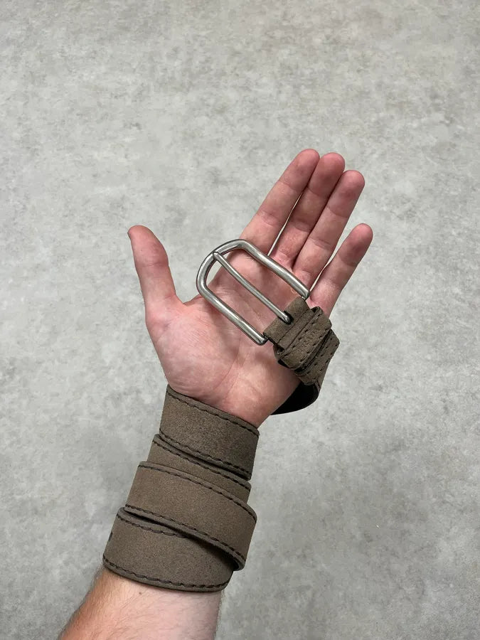 2000s Prada Grey Suede Leather Belt fMiEwMV 1