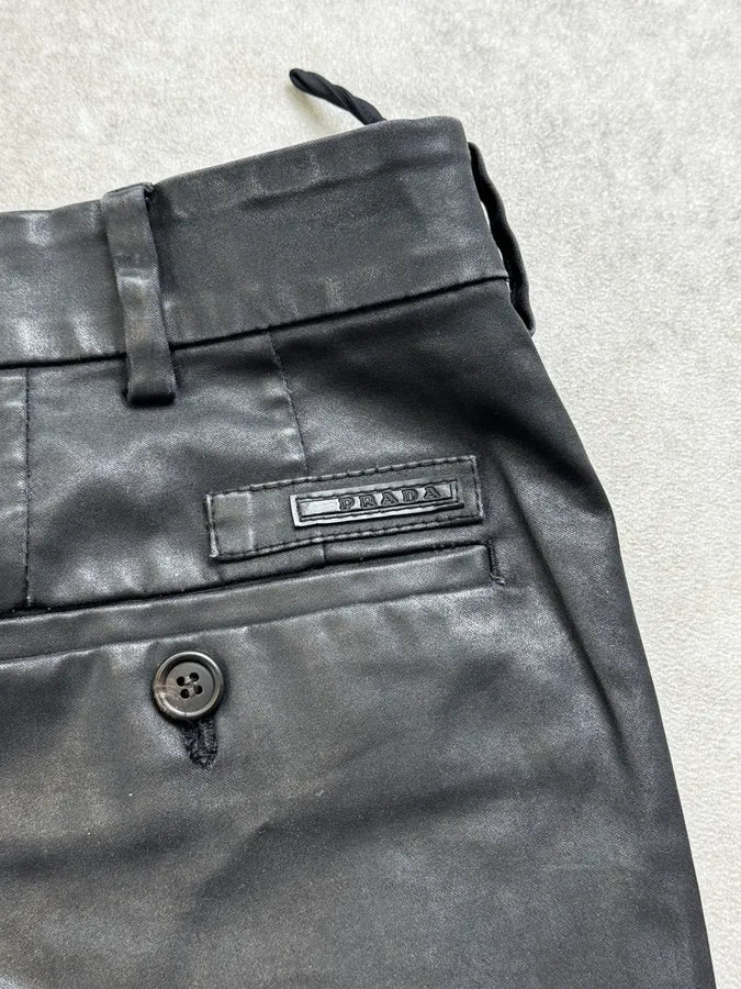 2000s Prada Black Waxed Pants ykRIIeV 6