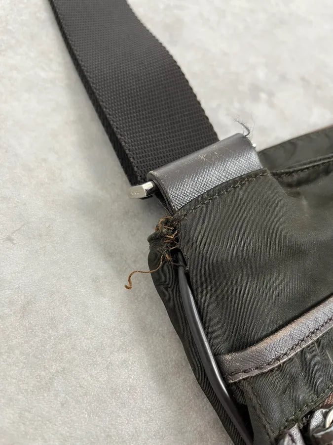 2000s Prada Dark Khaki Nylon Shoulder Bag XlAzkaS 7