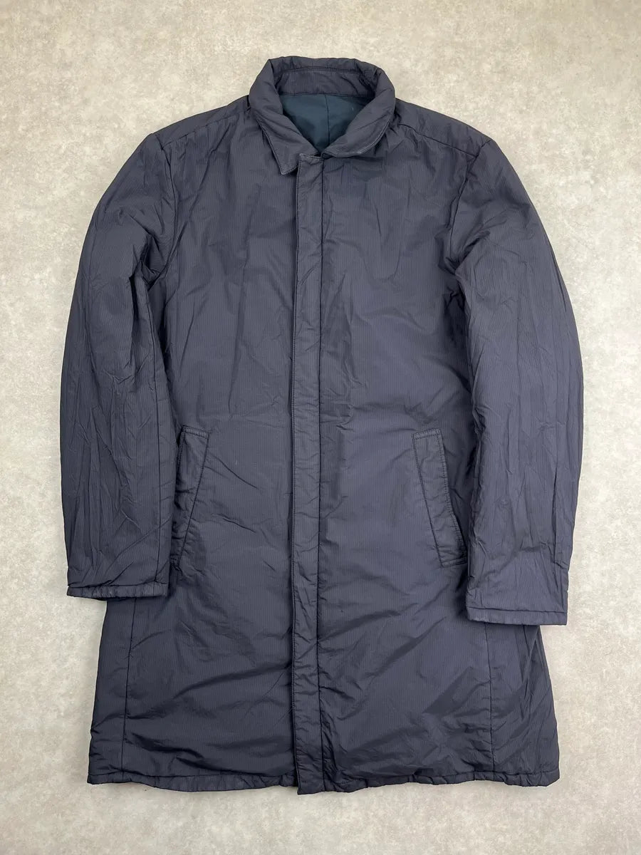2000s Prada Dark Navy Reversible Long Coat vijqtLu 10