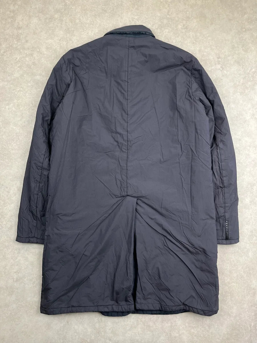 2000s Prada Dark Navy Reversible Long Coat vijqtLu 13