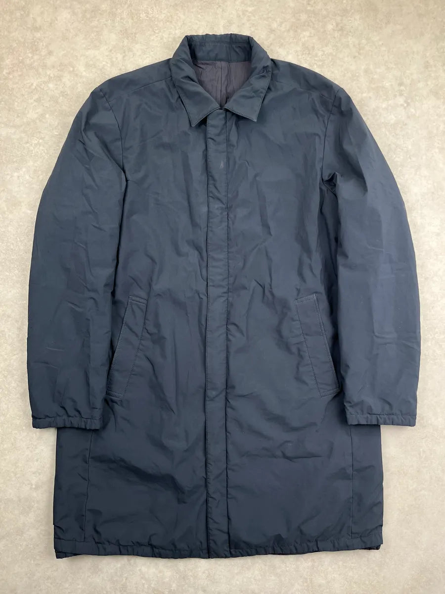 2000s Prada Dark Navy Reversible Long Coat vijqtLu 2
