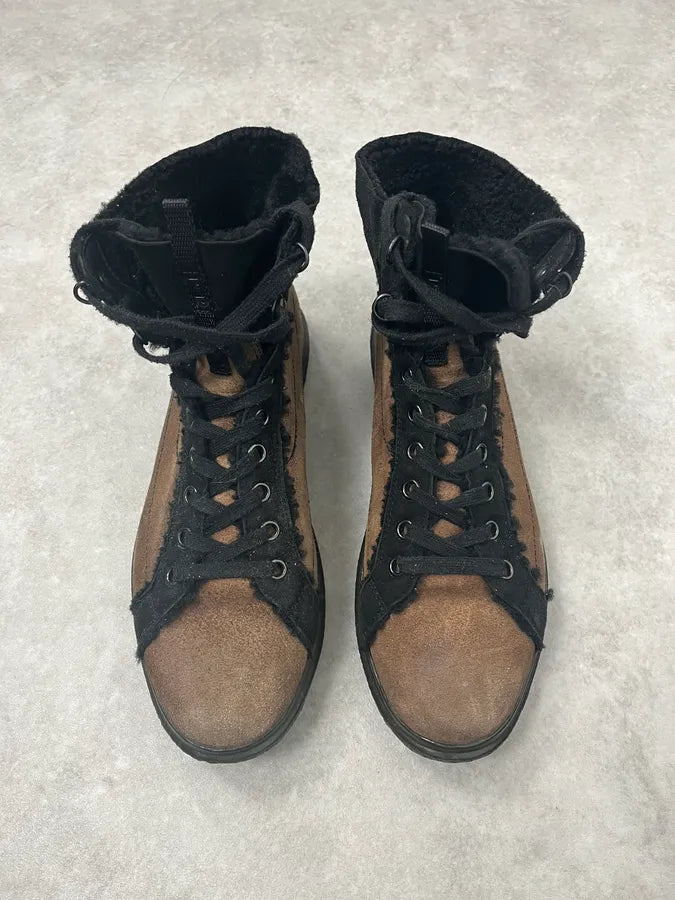 2000s Prada Distressed Brown Suede Leather Boots SgYGuBt 1