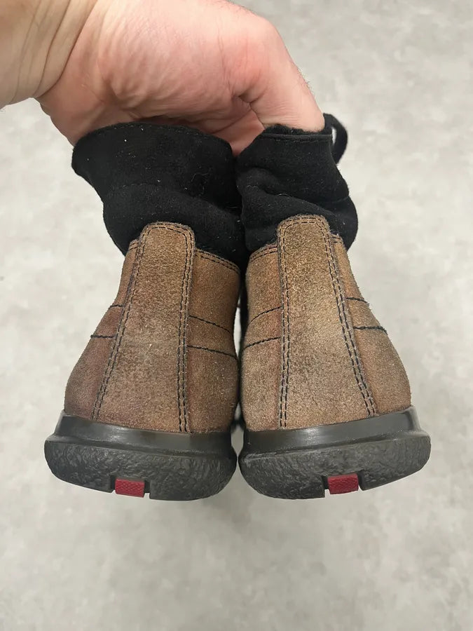 2000s Prada Distressed Brown Suede Leather Boots SgYGuBt 6