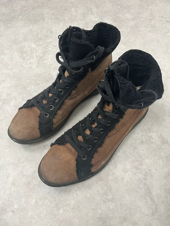 2000s Prada Distressed Brown Suede Leather Boots SgYGuBt 4