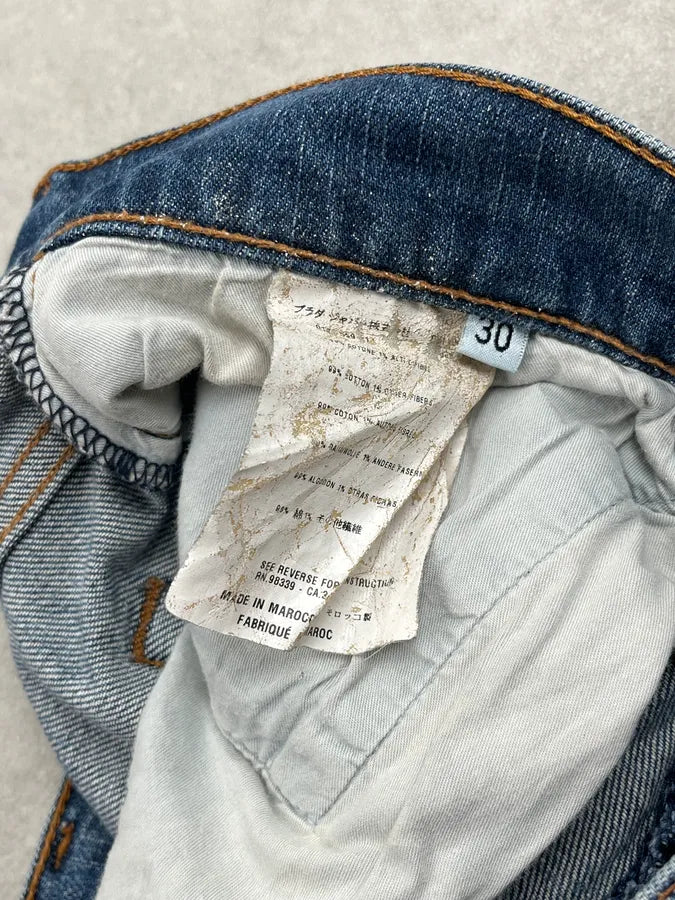 2000s Prada Distressed Straight Leg Blue Denim Jeans bKVaIiv 11