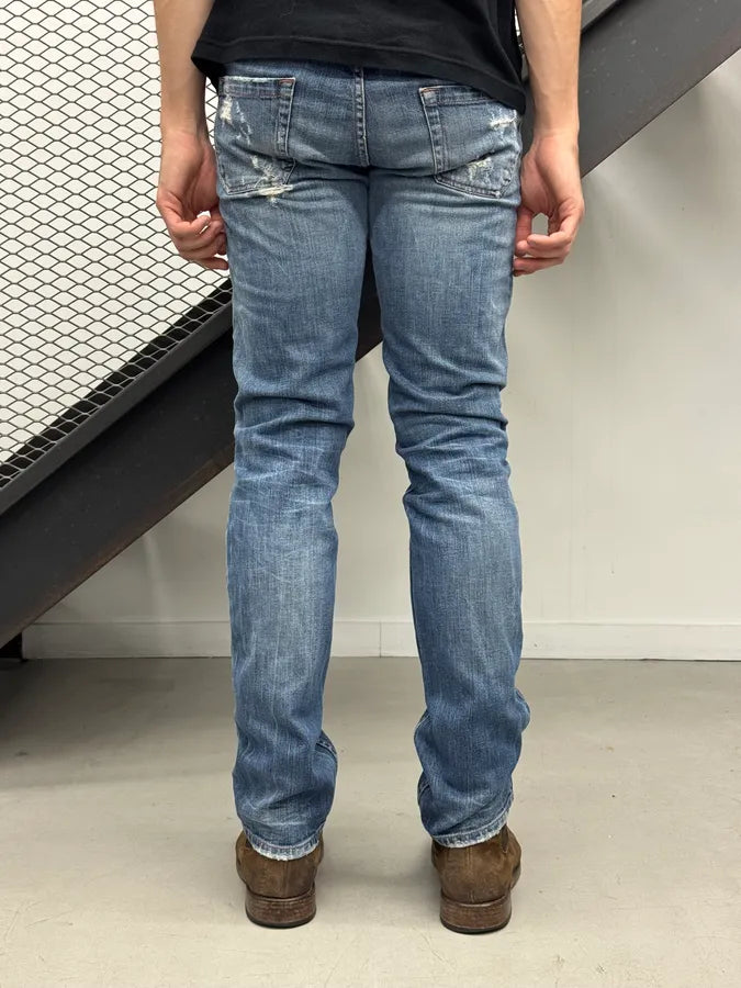 2000s Prada Distressed Straight Leg Blue Denim Jeans bKVaIiv 2