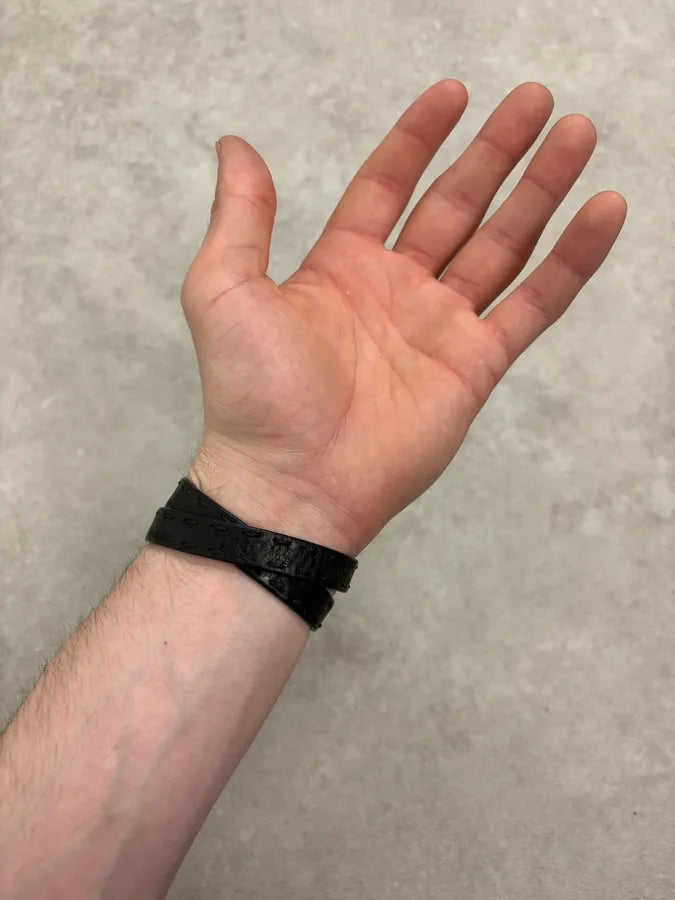 2000s Prada Double Wrap Dark Leather Bracelet pYqfPLP 2