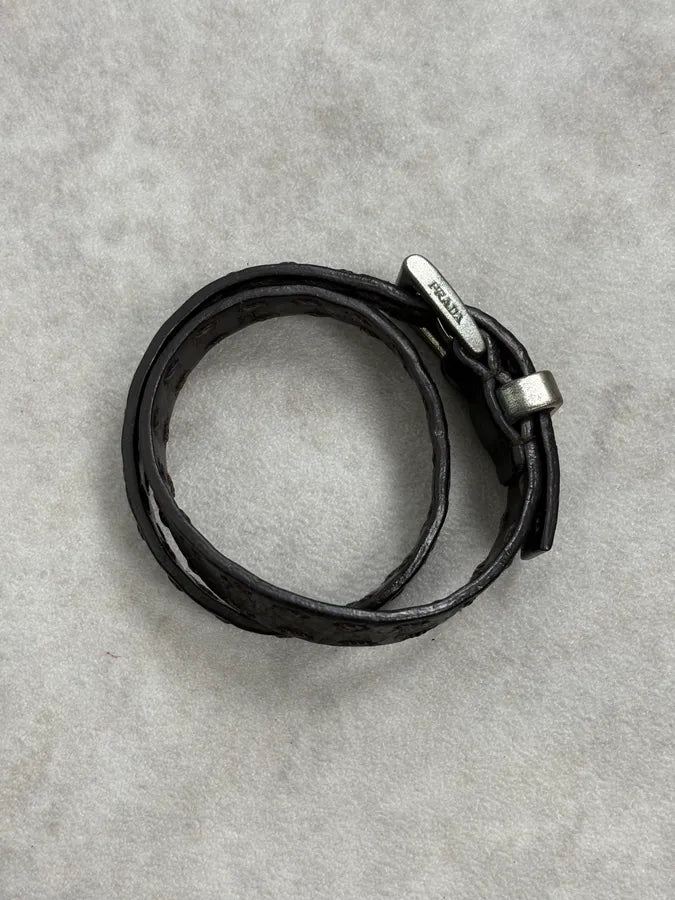 2000s Prada Double Wrap Dark Leather Bracelet pYqfPLP 3