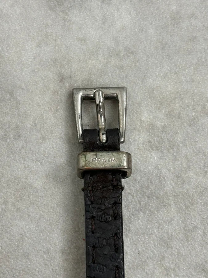 2000s Prada Double Wrap Dark Leather Bracelet pYqfPLP 5