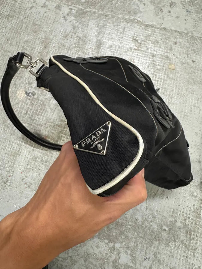 2000s Prada Embellished Flowers Black Handle Bag (OS) nyMlKSb 7