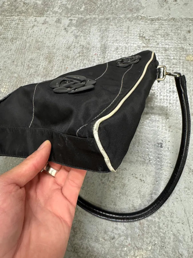 2000s Prada Embellished Flowers Black Handle Bag (OS) nyMlKSb 9