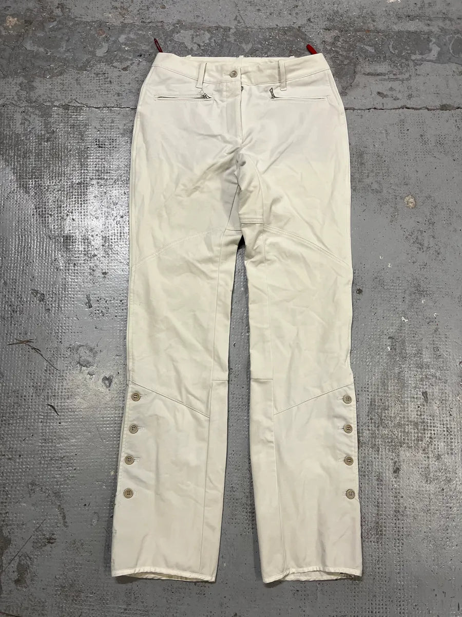 2000s Prada Equestrian Button-Leg White Pants OqlrBko 0