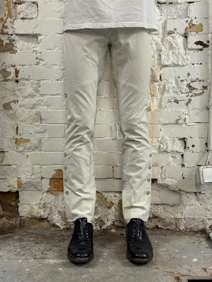 2000s Prada Equestrian Button-Leg White Pants OqlrBko 1