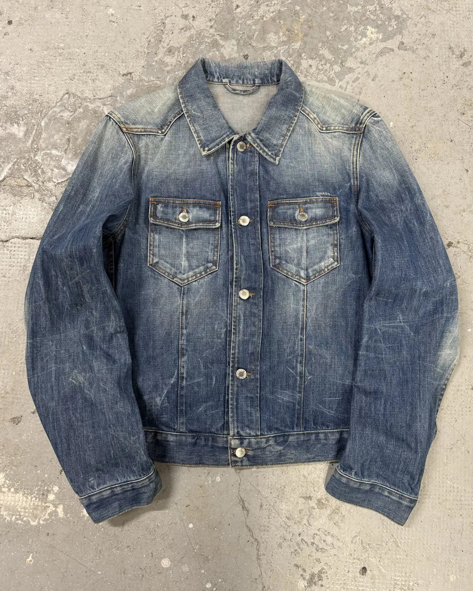 2000s Prada Faded Blue Denim Jacket (S/M) 0