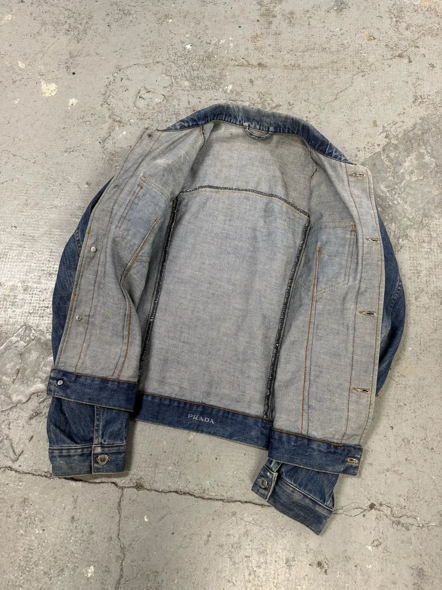 2000s Prada Faded Blue Denim Jacket (S/M) 13