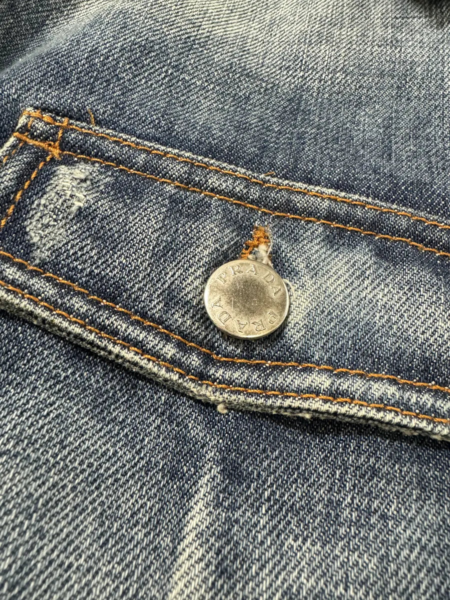 2000s Prada Faded Blue Denim Jacket (S/M) 7