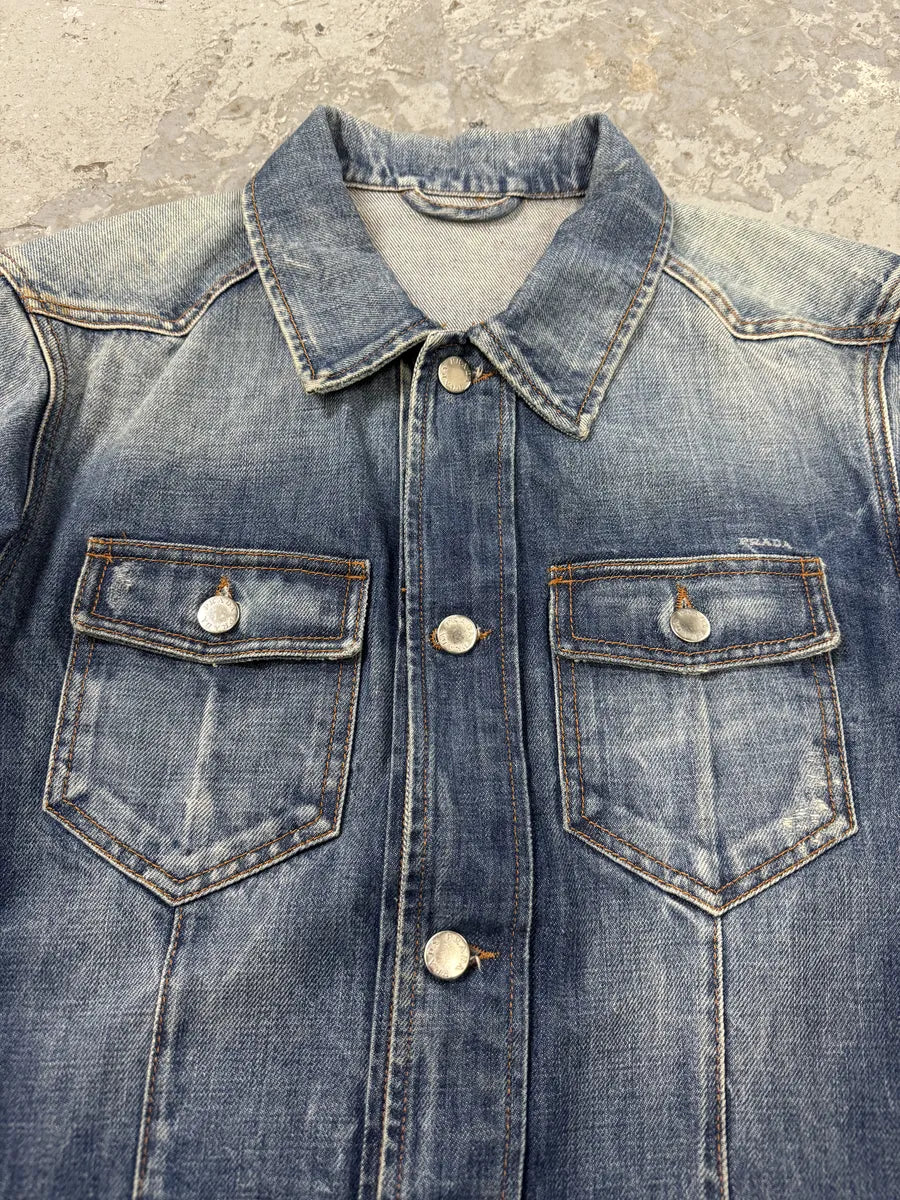 2000s Prada Faded Blue Denim Jacket (S/M) 8