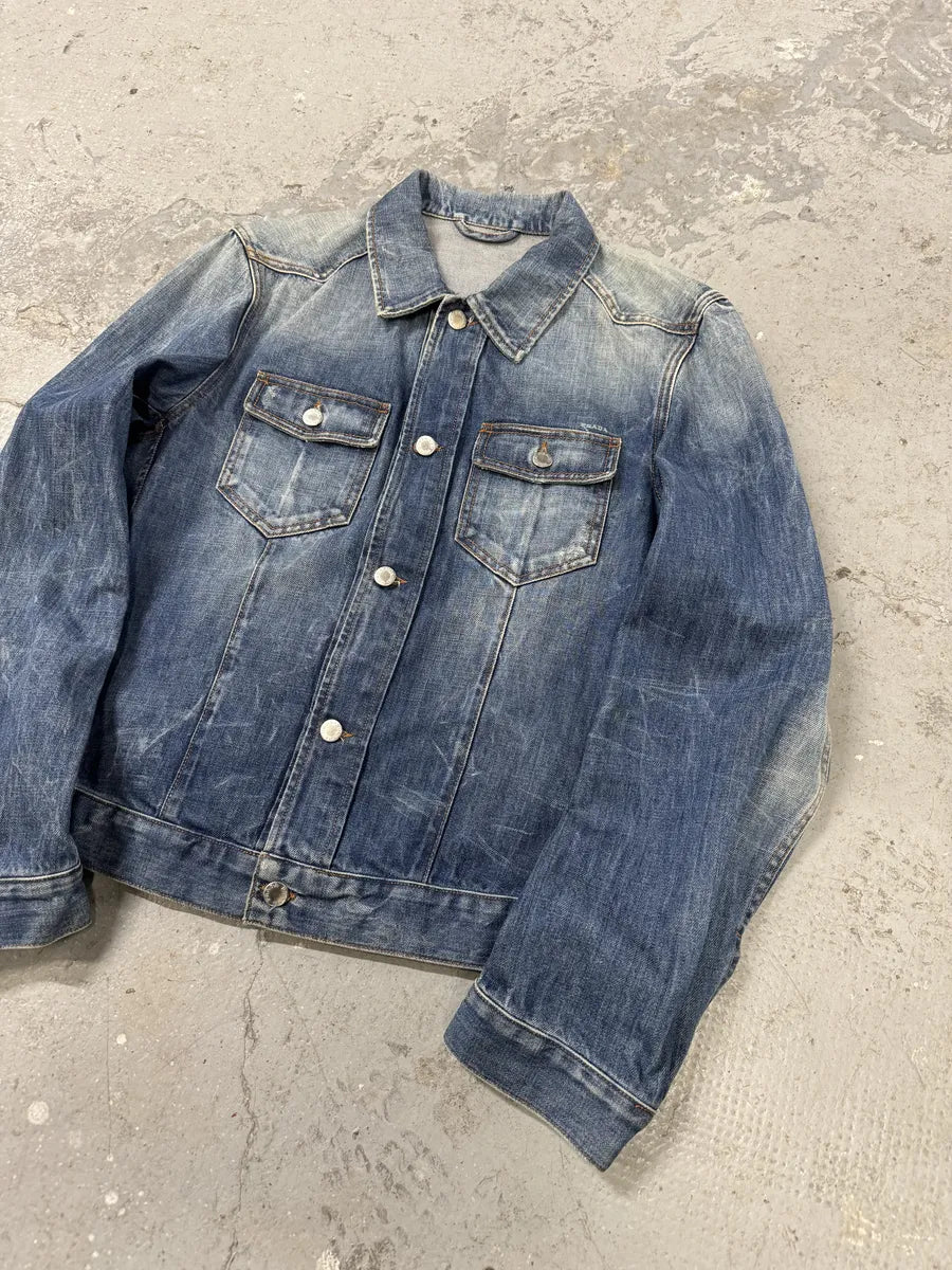 2000s Prada Faded Blue Denim Jacket (S/M) 9