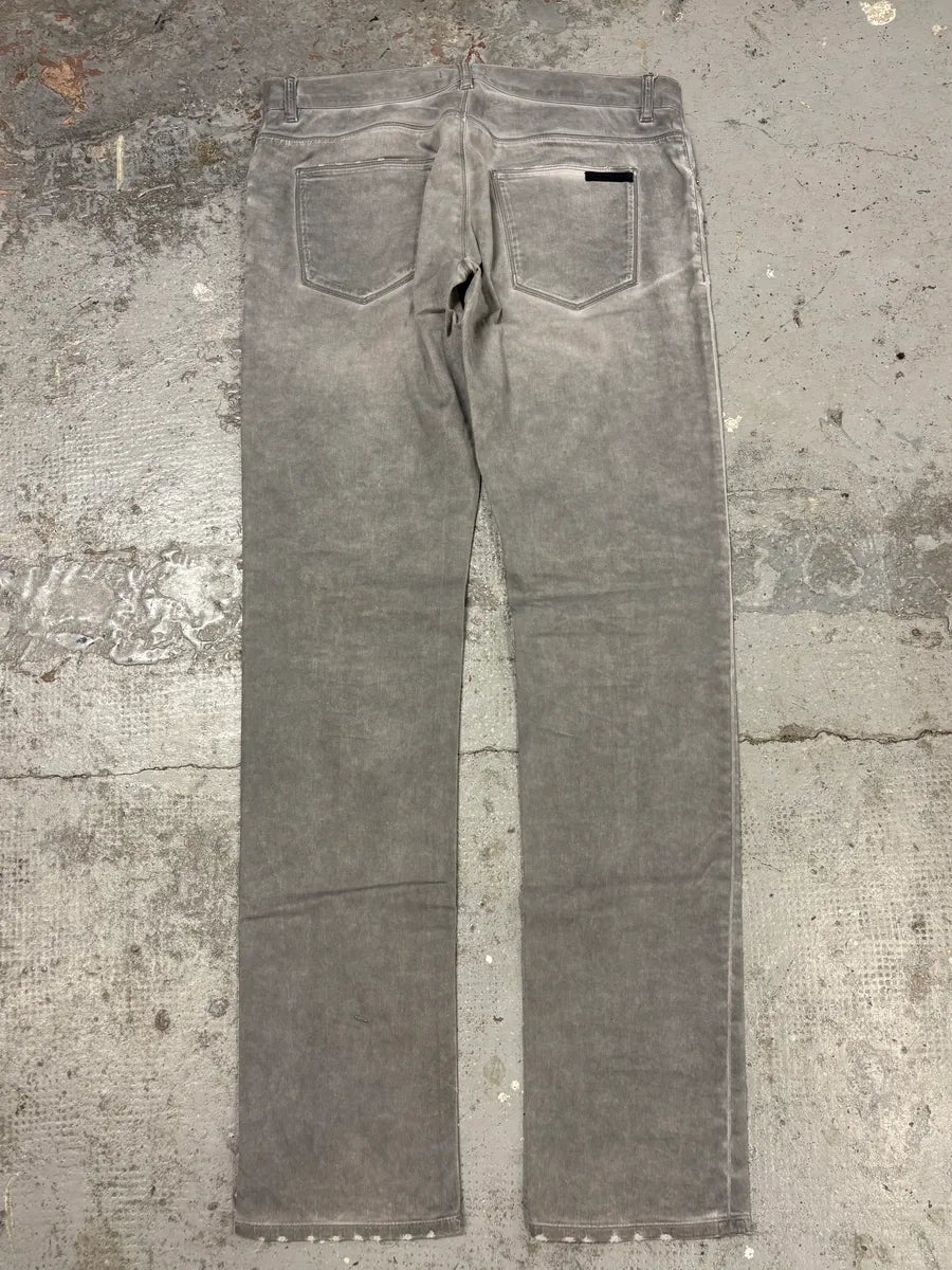 AW2010 Prada Faded Grey Distressed Slim Denim Jeans eBtzsmK 6