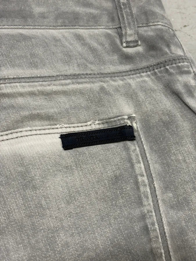 AW2010 Prada Faded Grey Distressed Slim Denim Jeans eBtzsmK 9