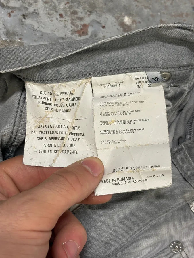 AW2010 Prada Faded Grey Distressed Slim Denim Jeans eBtzsmK 10
