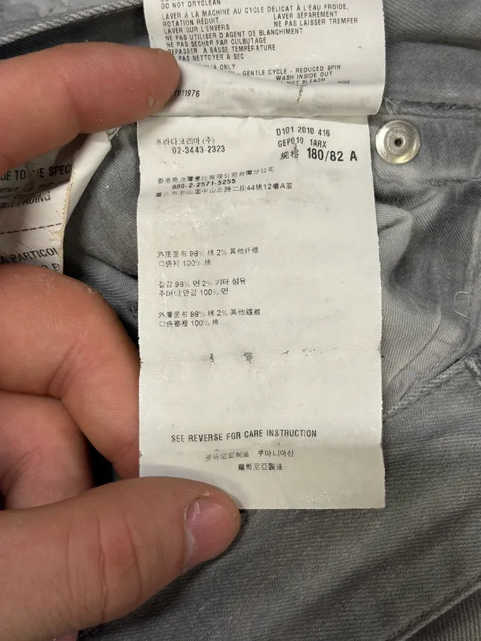 AW2010 Prada Faded Grey Distressed Slim Denim Jeans eBtzsmK 11