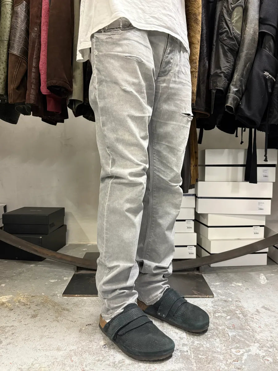 AW2010 Prada Faded Grey Distressed Slim Denim Jeans eBtzsmK 2