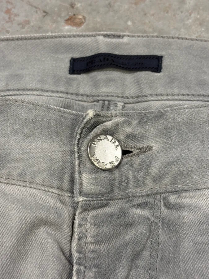 AW2010 Prada Faded Grey Distressed Slim Denim Jeans eBtzsmK 7