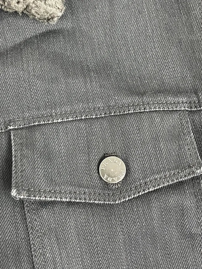 2000s Prada Faux Fur Black Denim Jacket DsSPKDZ 9