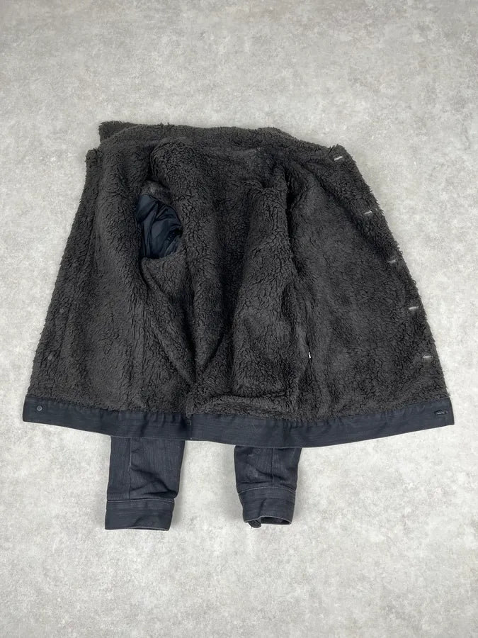 2000s Prada Faux Fur Black Denim Jacket DsSPKDZ 7