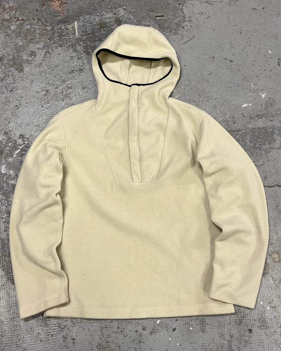 2000s Prada Fleece Cream White Hooded Sweater WIRQwtP 0