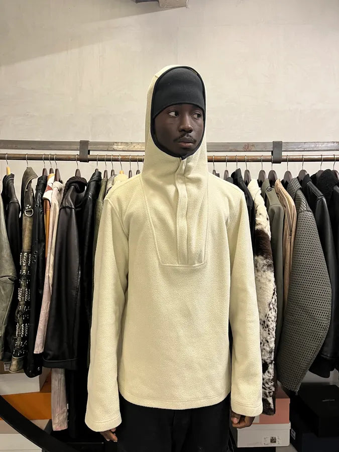 2000s Prada Fleece Cream White Hooded Sweater WIRQwtP 1