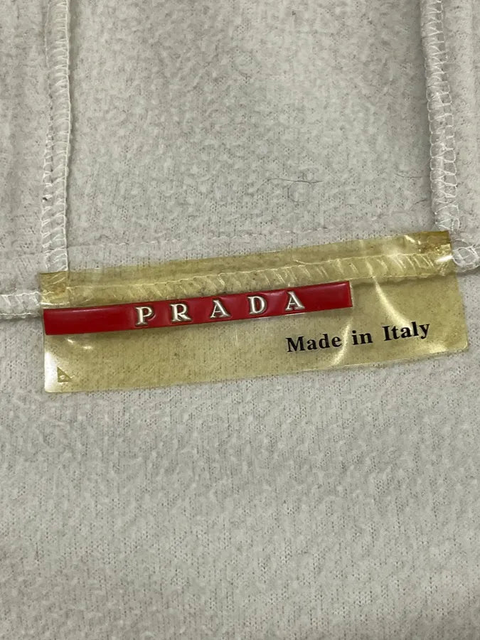 2000s Prada Fleece Cream White Hooded Sweater WIRQwtP 7