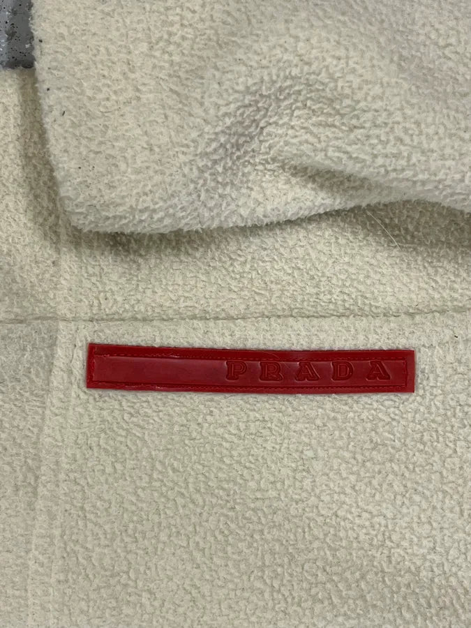 2000s Prada Fleece Cream White Hooded Sweater WIRQwtP 9