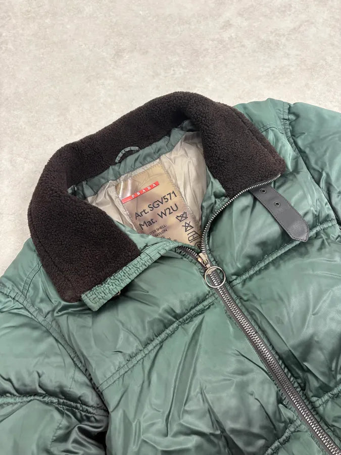 2000s Prada Forest Green Nylon Puffer Jacket CRhyddm 7