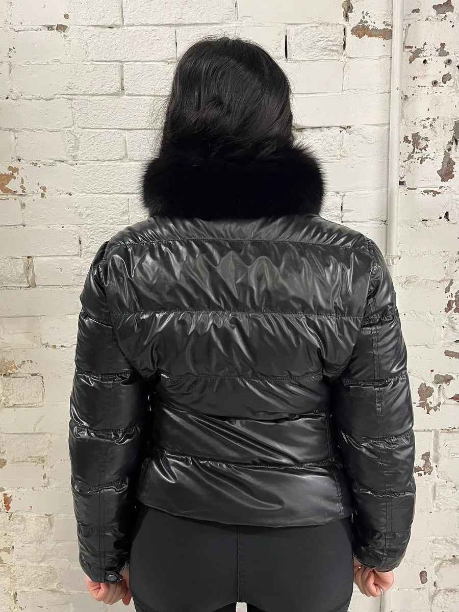 2000s Prada Fur Collar Black Puffer Jacket IdRLmNv 2