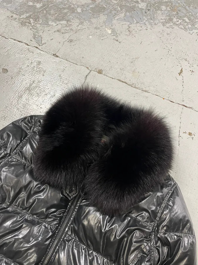 2000s Prada Fur Collar Black Puffer Jacket IdRLmNv 3