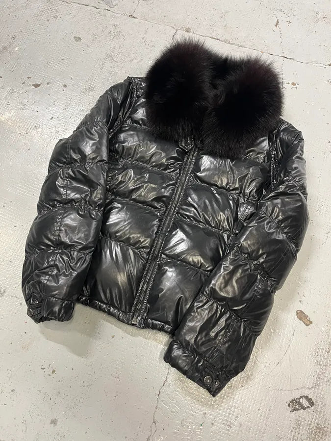 2000s Prada Fur Collar Black Puffer Jacket IdRLmNv 5