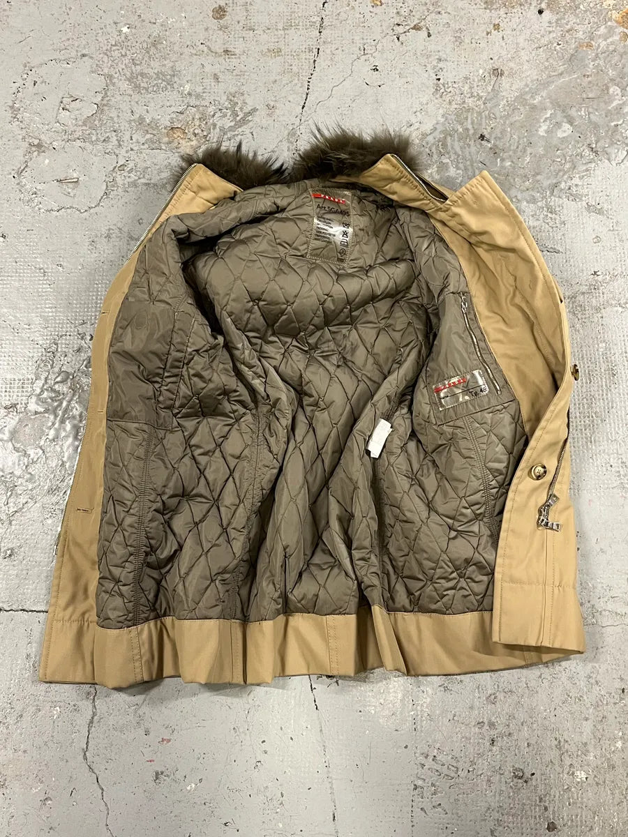 2000s Prada Fur Hood Beige Jacket iWEkxuw 8