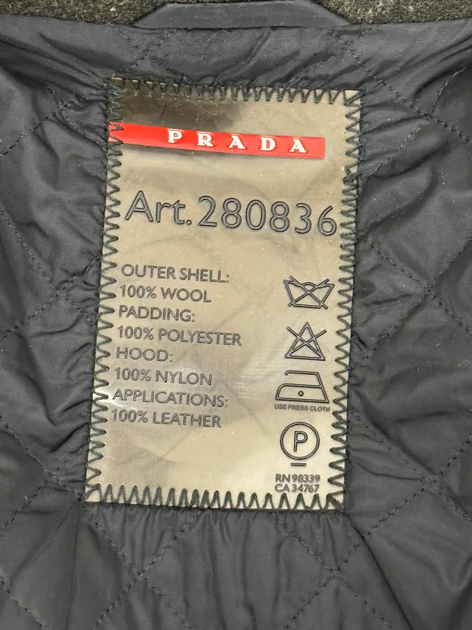 2000s Prada Fur Hood Green Wool Jacket iUeagVT 10