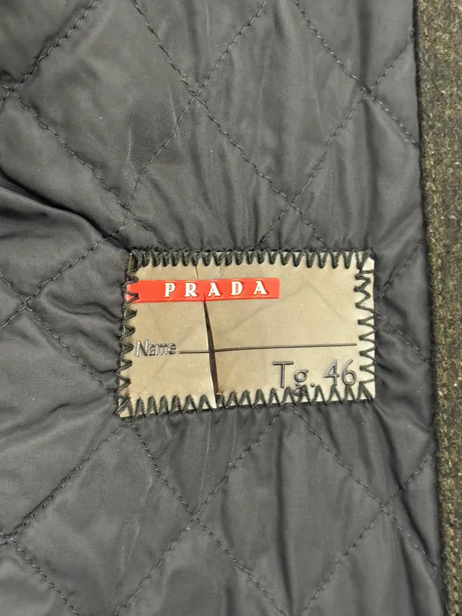 2000s Prada Fur Hood Green Wool Jacket iUeagVT 9