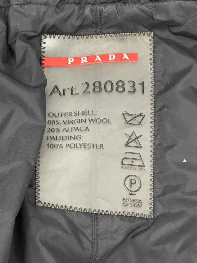 2000s Prada Fur Hooded Pins Straps Wool Long Jacket UxyfQFl 10