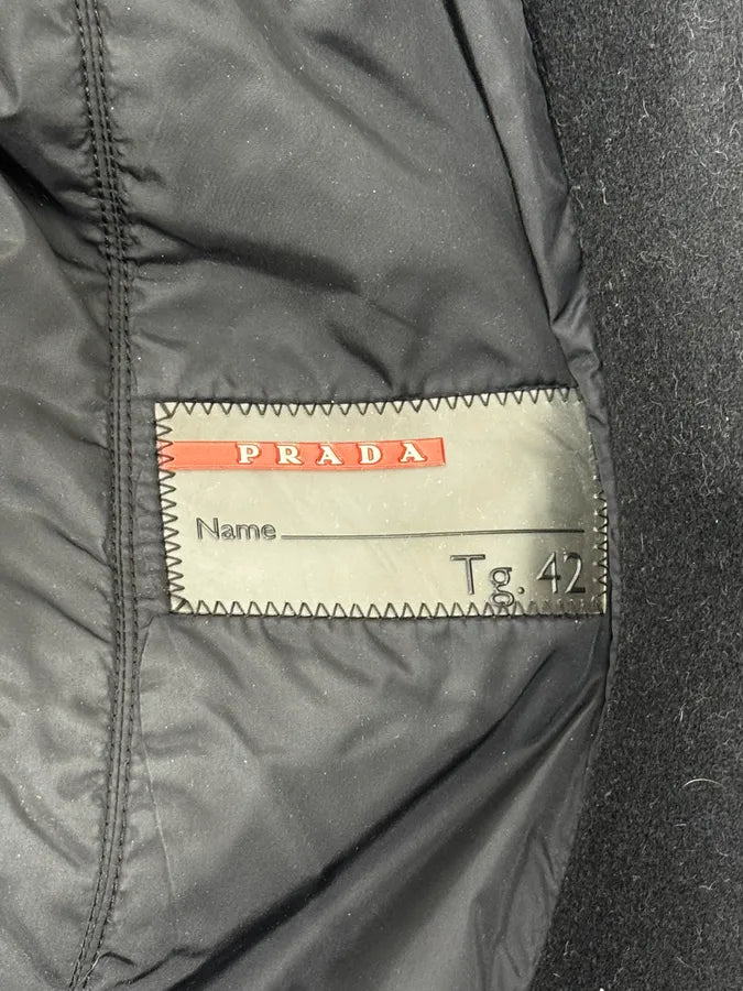 2000s Prada Fur Hooded Pins Straps Wool Long Jacket UxyfQFl 11