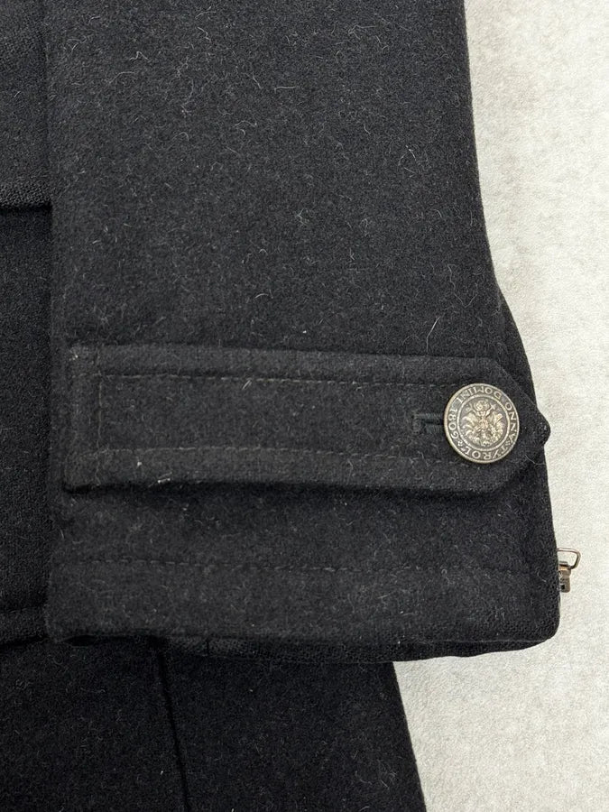 2000s Prada Fur Hooded Pins Straps Wool Long Jacket UxyfQFl 9