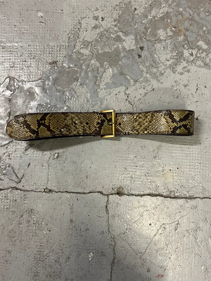 2000s Prada Genuine Python Olive Leather Belt eizLKno 3