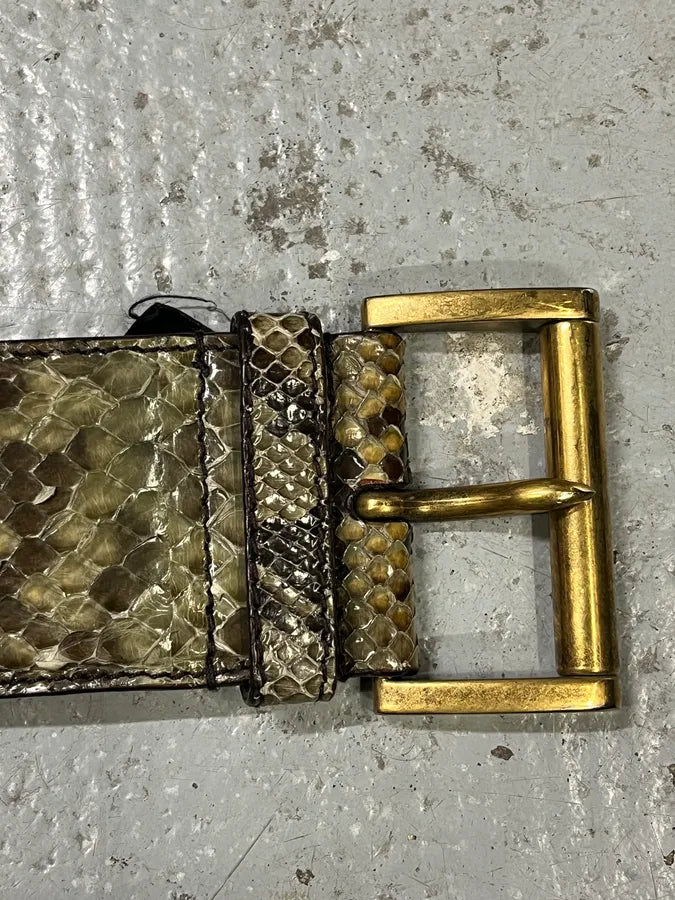 2000s Prada Genuine Python Olive Leather Belt eizLKno 5