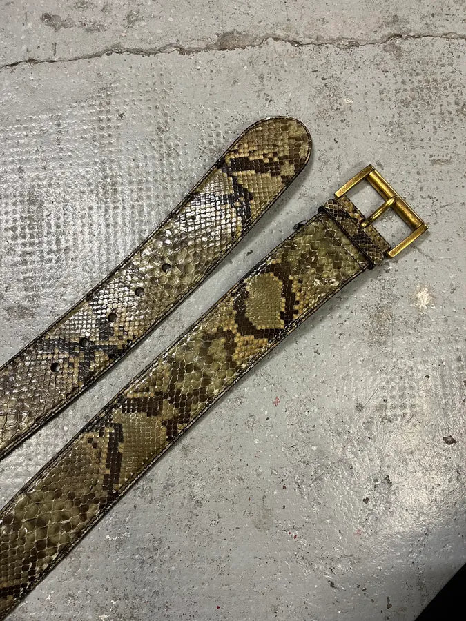 2000s Prada Genuine Python Olive Leather Belt eizLKno 2